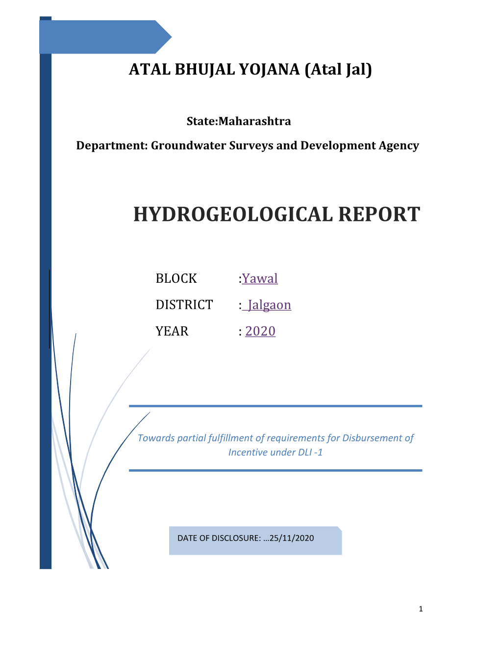 Atal Bhujal Hydrogeological Report- Taluka Yawal District Jalgaon