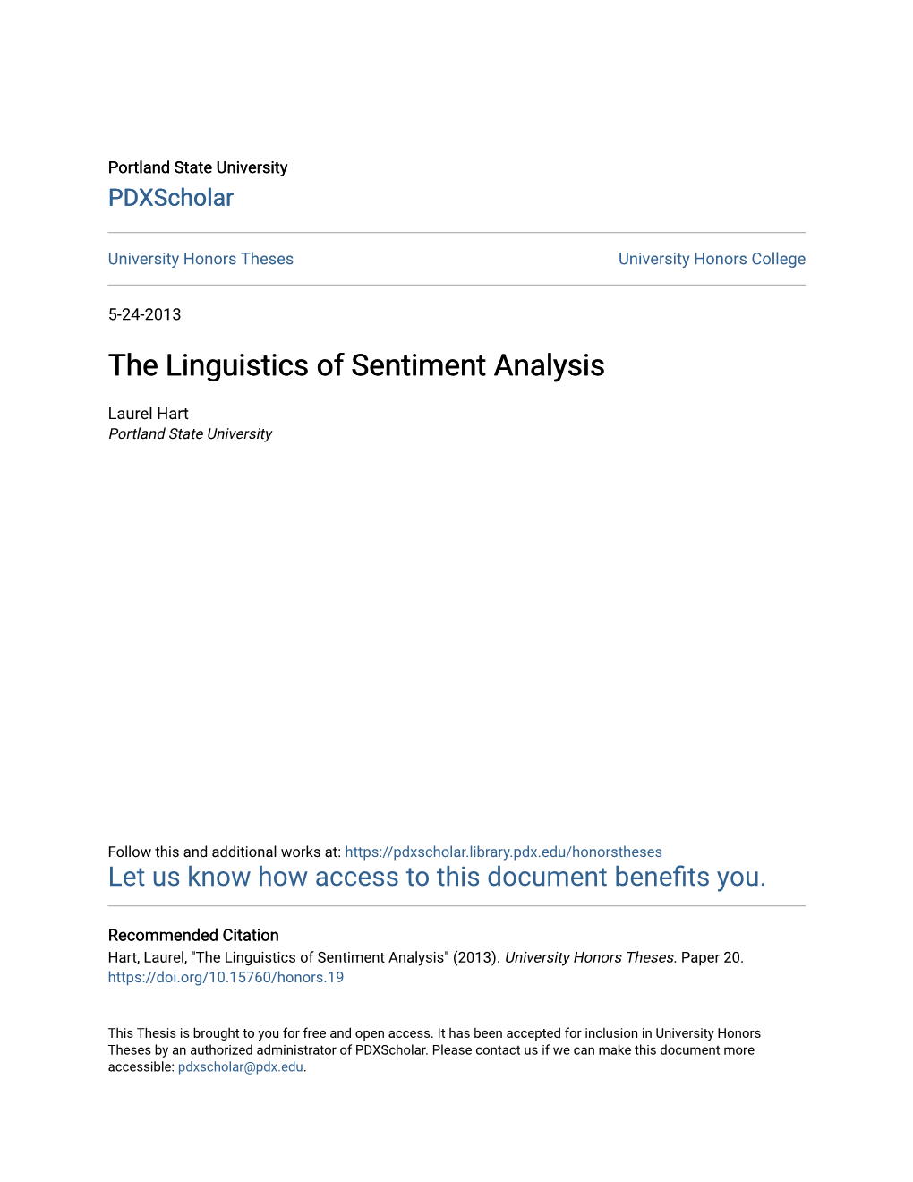 The Linguistics of Sentiment Analysis