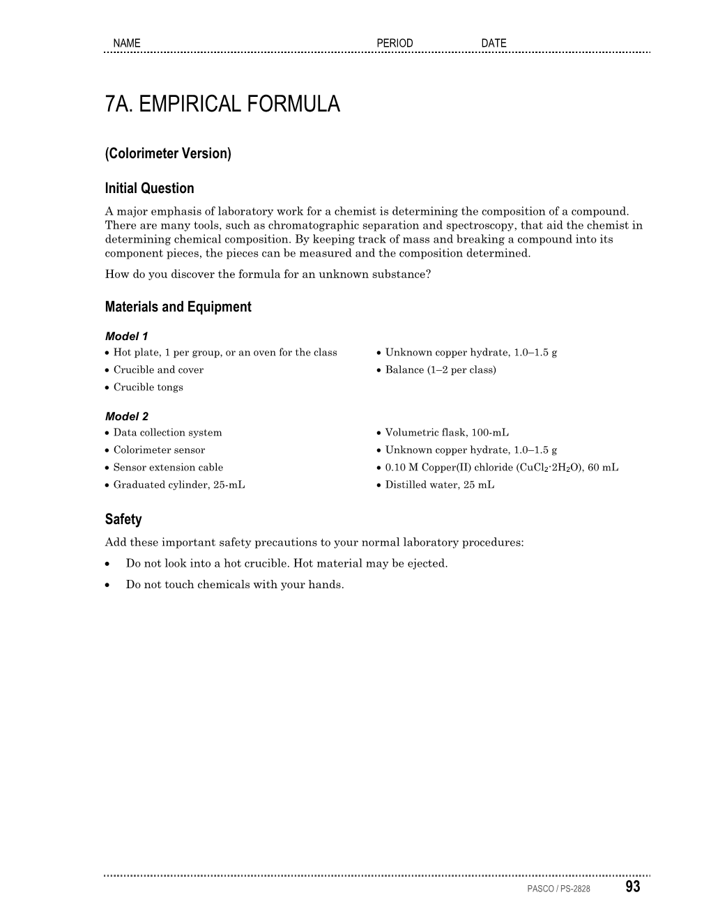 7A. Empirical Formula