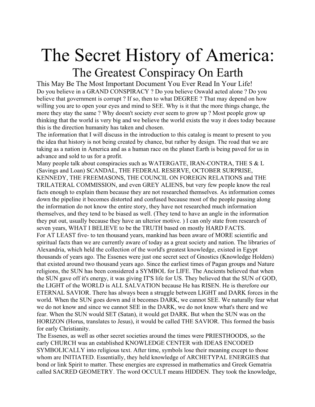 The Secret History of America