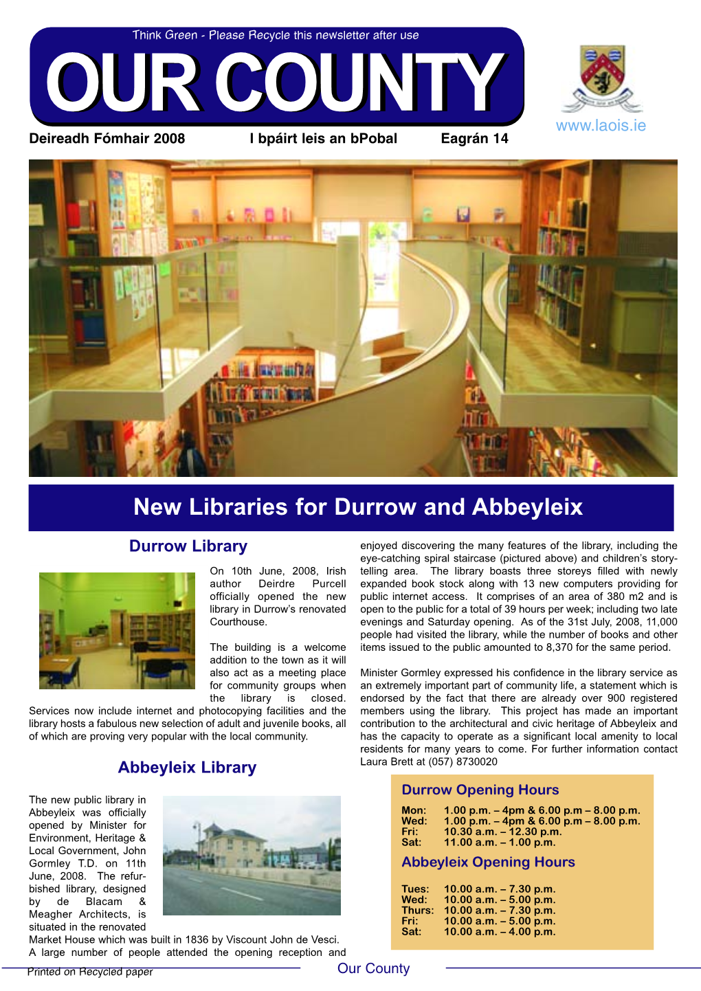 New Libraries for Durrow and Abbeyleix
