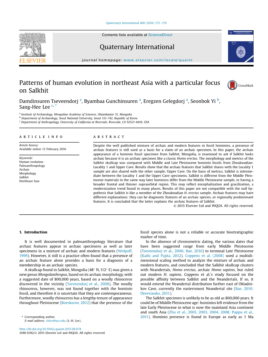 Patterns of Human Evolution in Northeast Asia with a Particular Focus on Salkhit