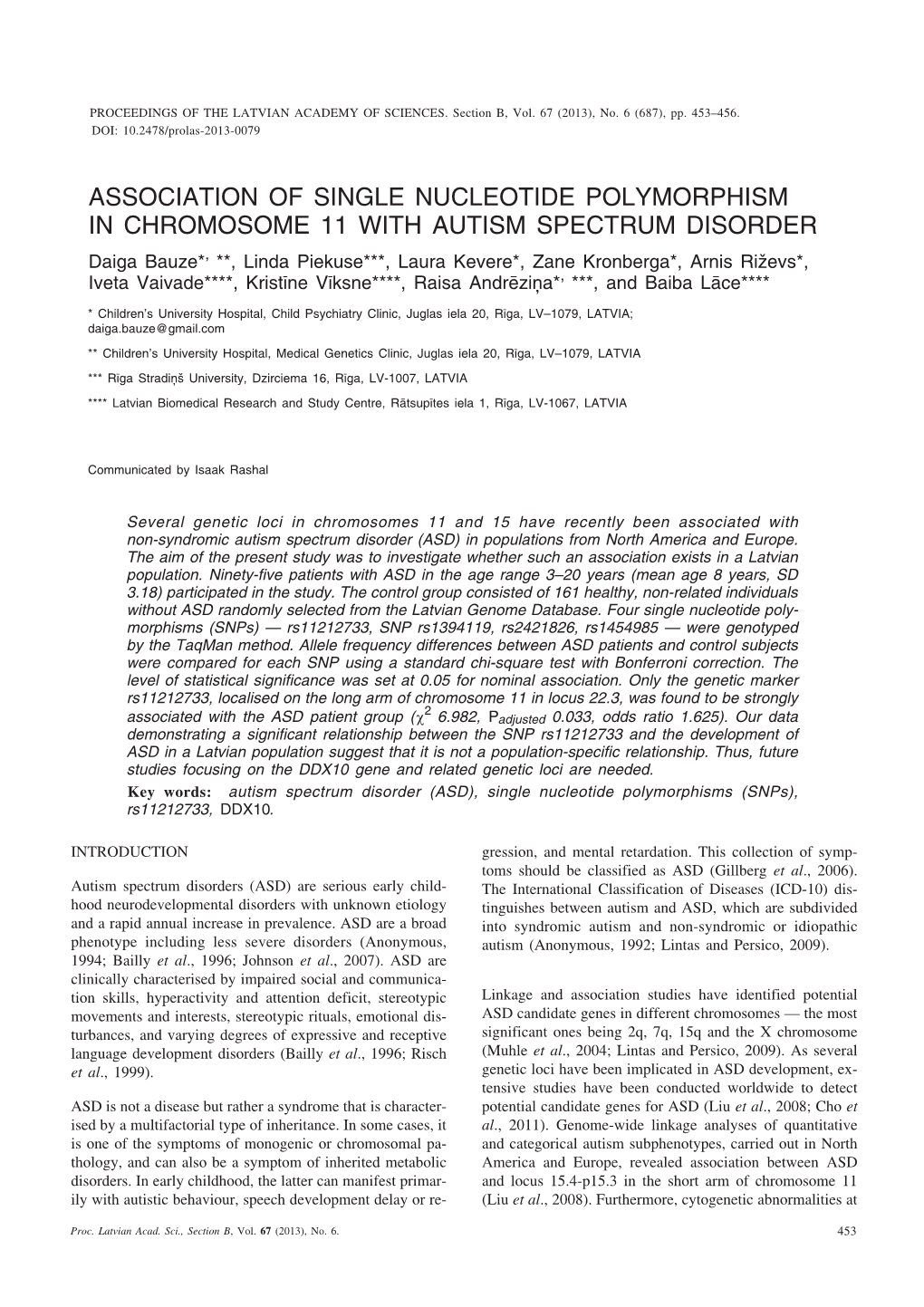 Association of Single Nucleotide Polymorphism In