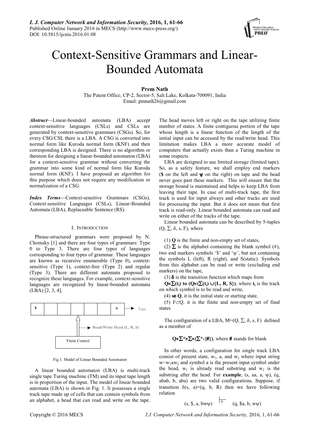 Context-Sensitive Grammars and Linear- Bounded Automata