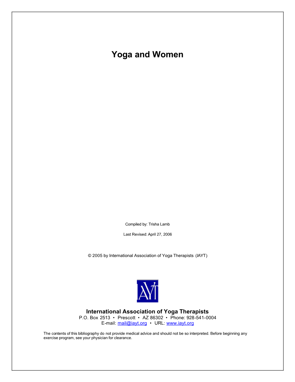 Yoga and Women