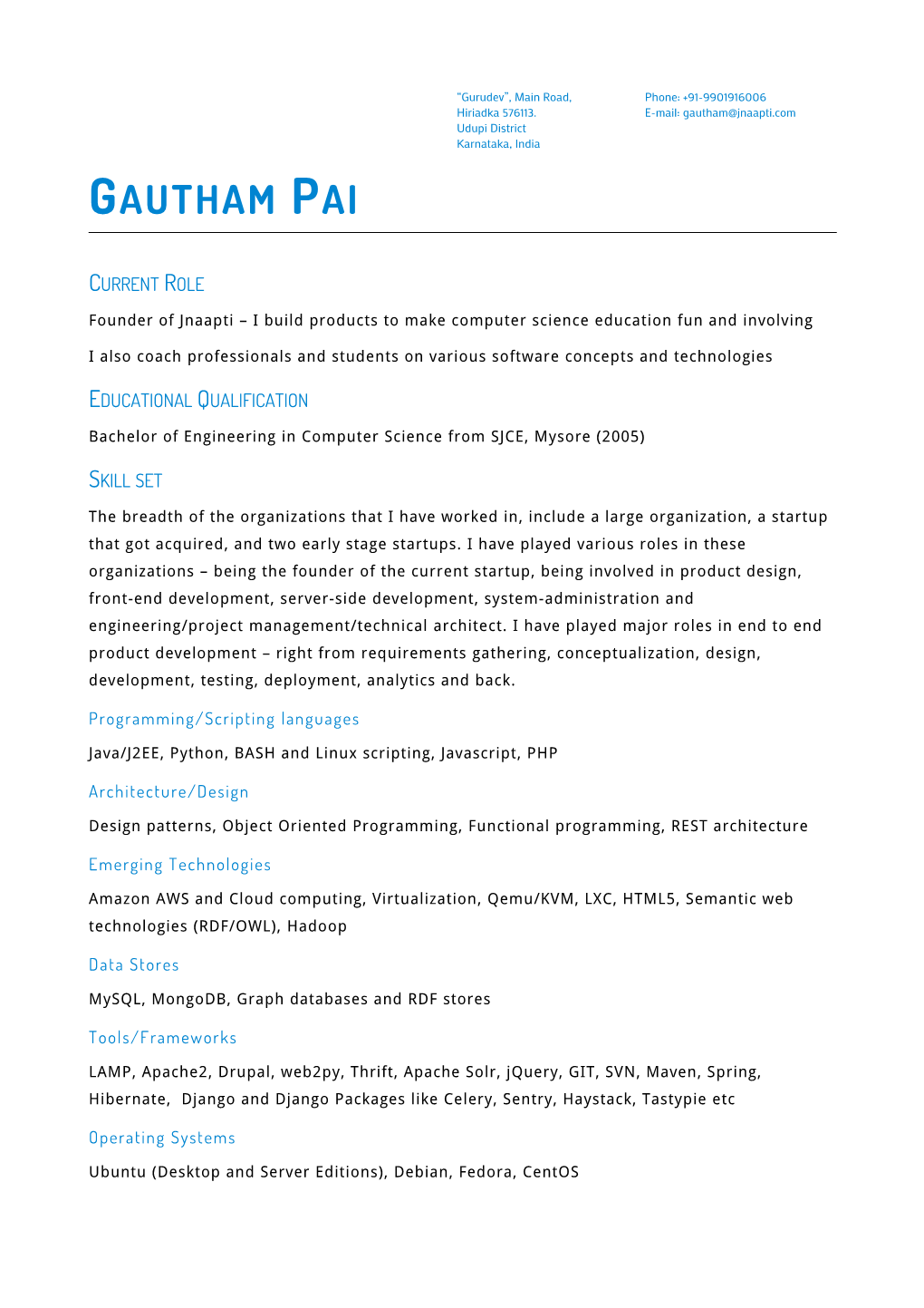 Gautham B Pai Resume