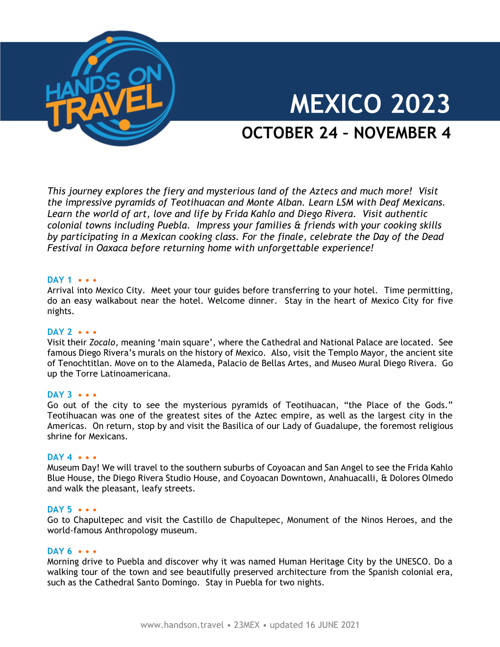 Mexico 2023 October 24 – November 4