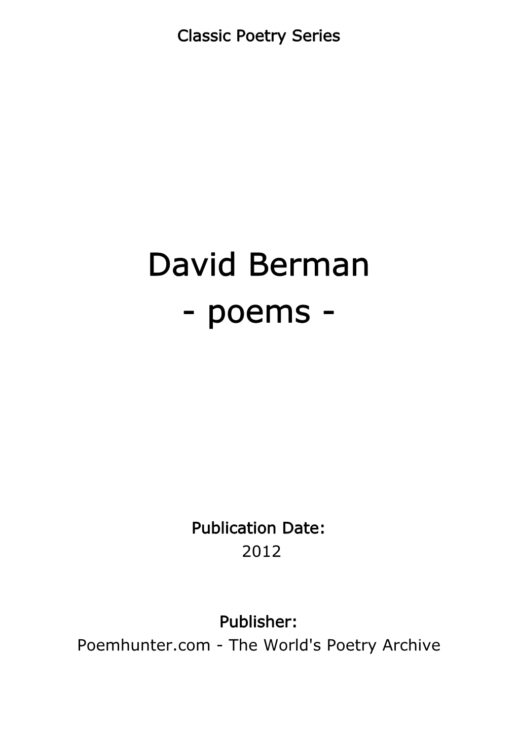 David Berman - Poems