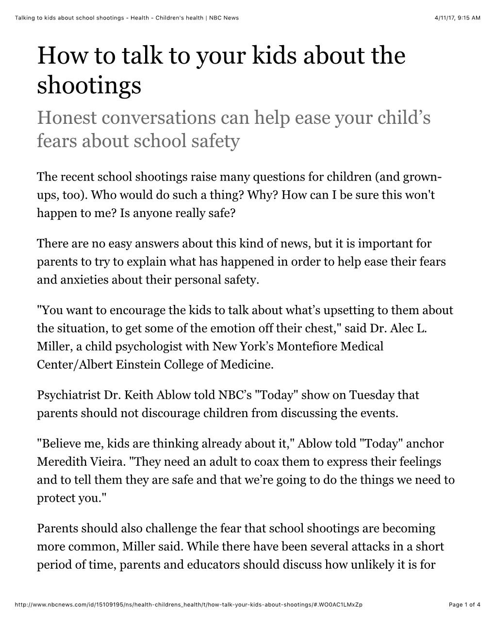 Talking to Kids About School Shootings