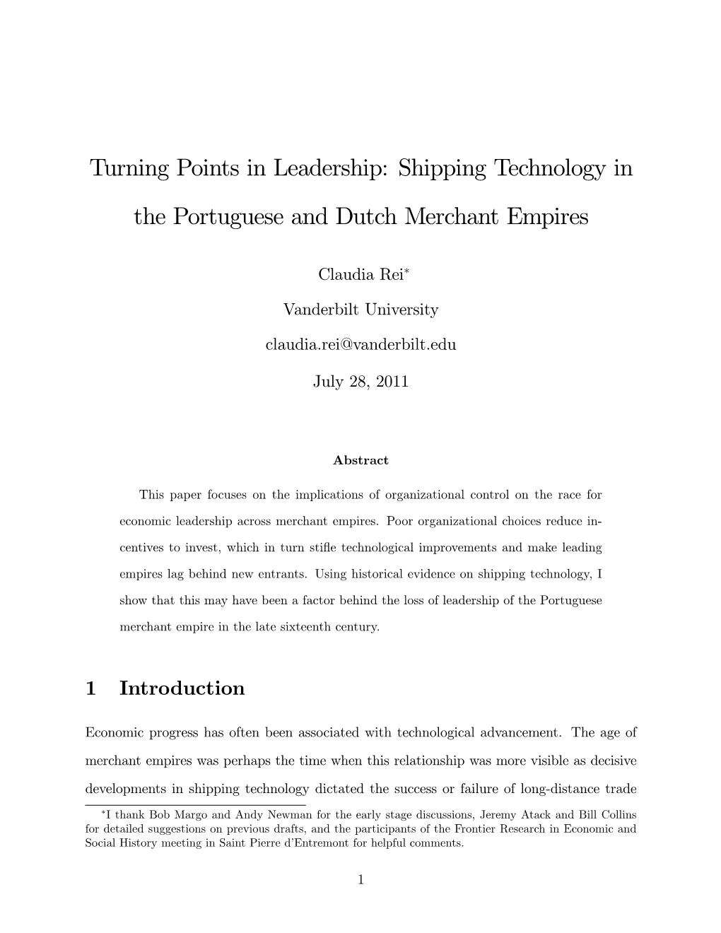Shipping Technology in the Portuguese and Dutch Merchant Empires