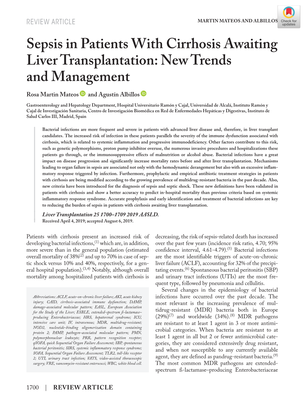 Sepsis in Patients with Cirrhosis Awaiting Liver Transplantation