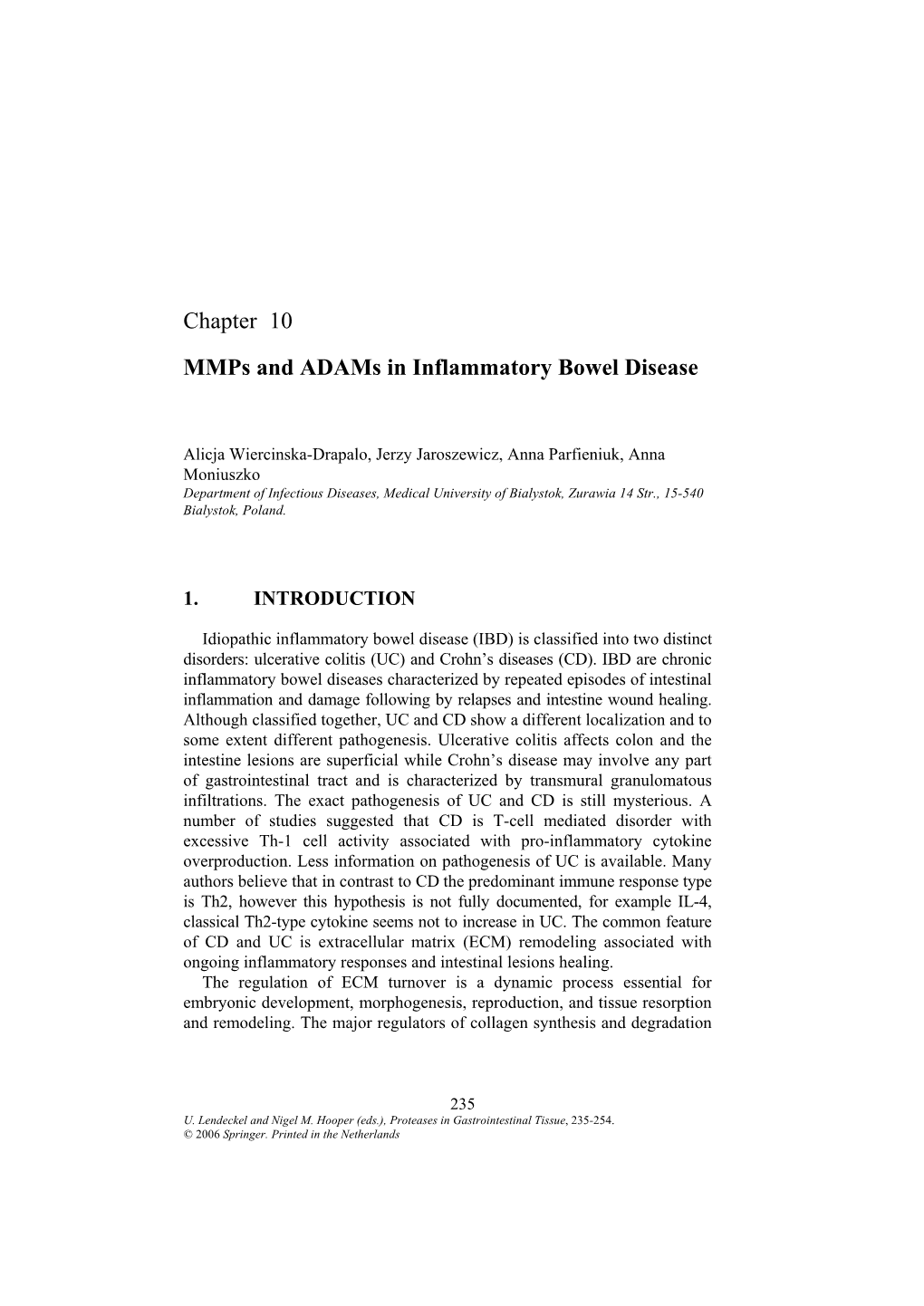 Chapter 10 Mmps and Adams in Inflammatory Bowel Disease