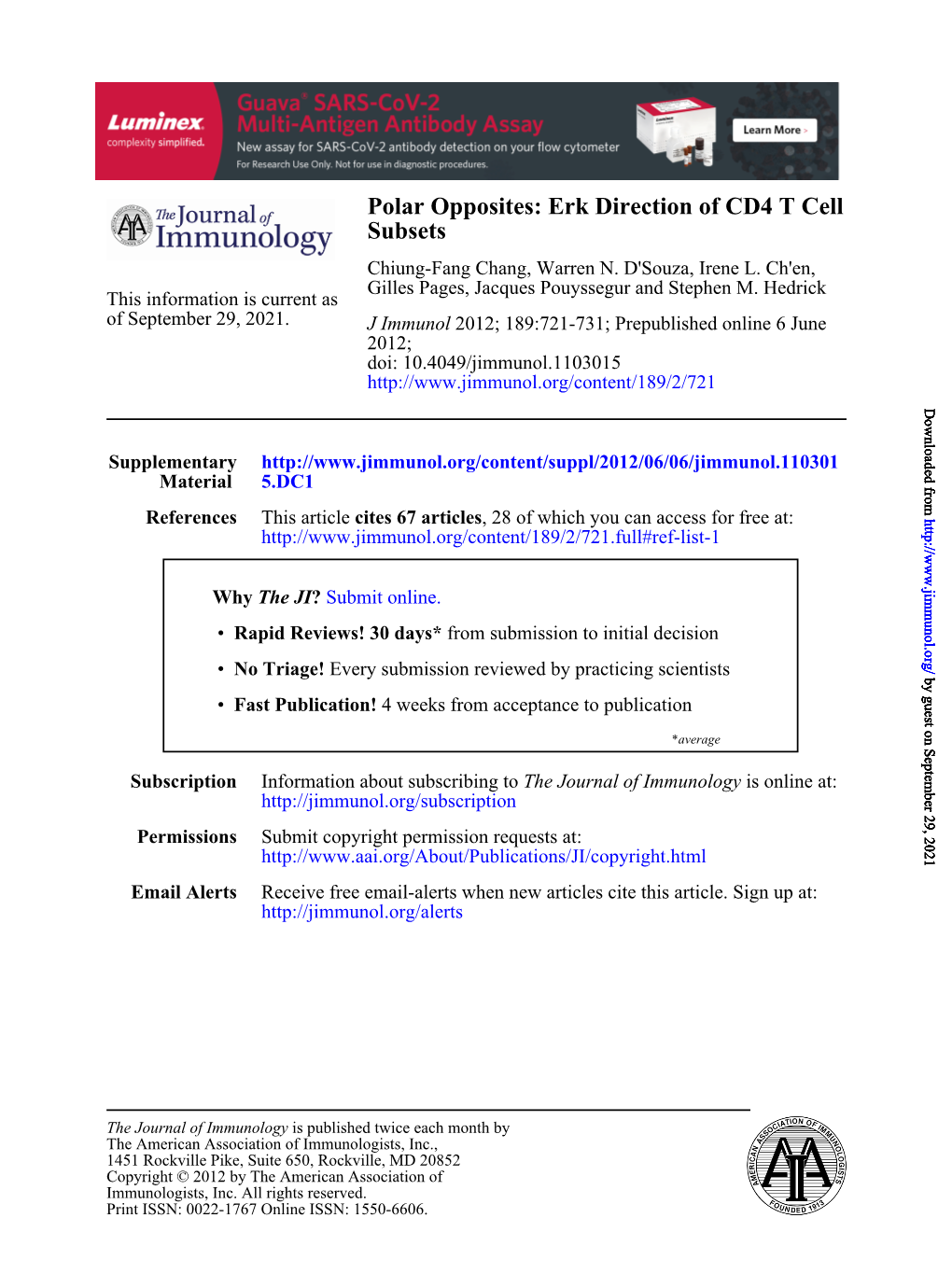 Erk Direction of CD4 T Cell Subsets Chiung-Fang Chang, Warren N