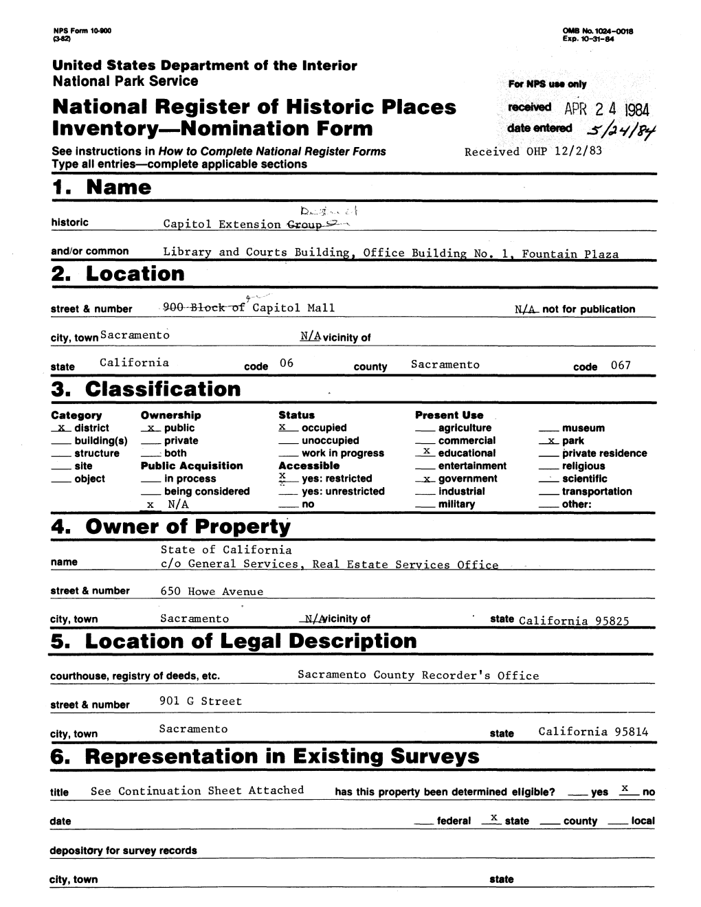 National Register of Historic Places Inventory—Nomination Form 1