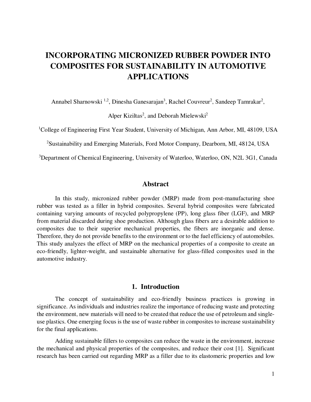 Incorporating Micronized Rubber Powder Into Composites for Sustainability in Automotive Applications