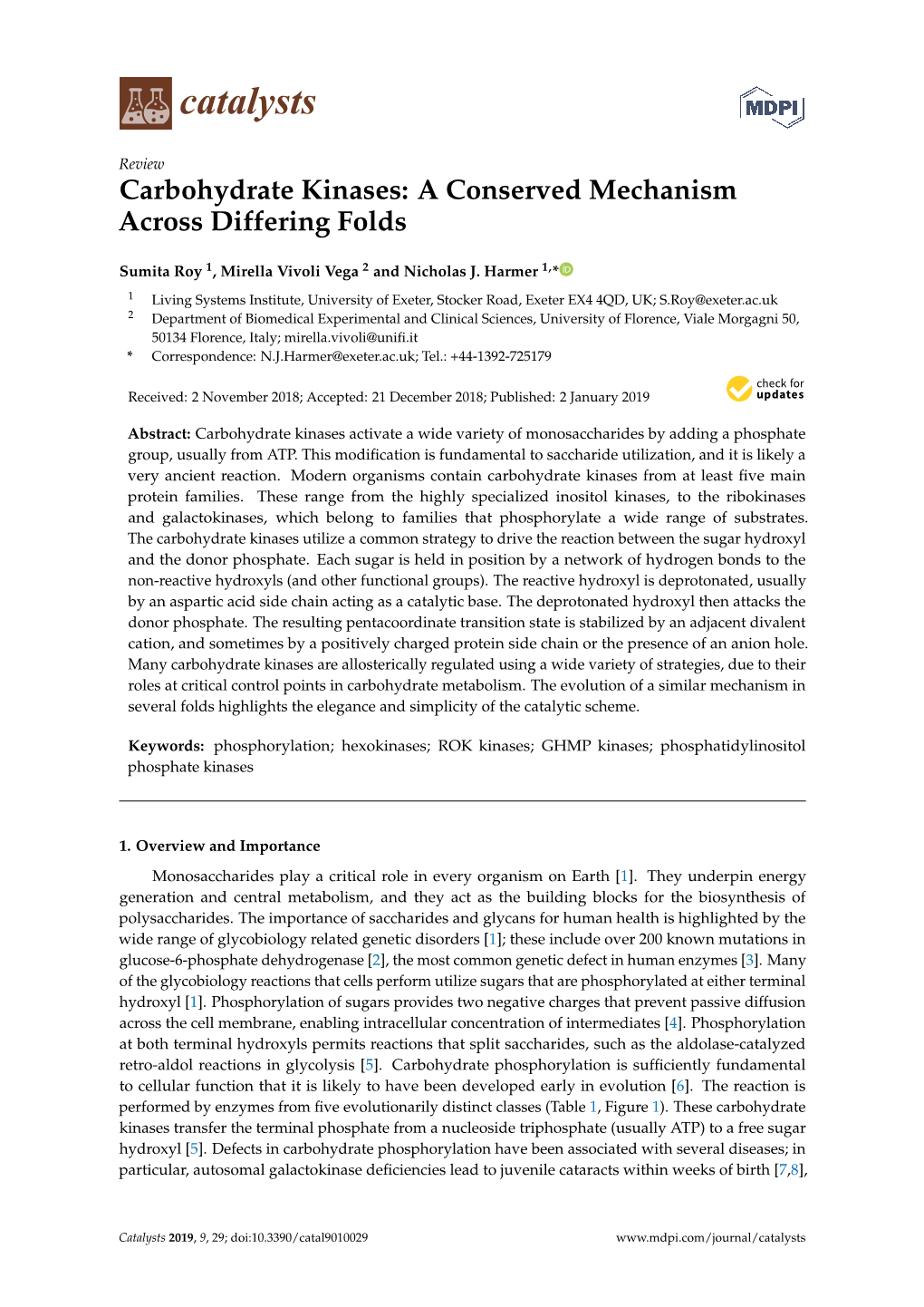 Carbohydrate Kinases: a Conserved Mechanism Across Differing Folds