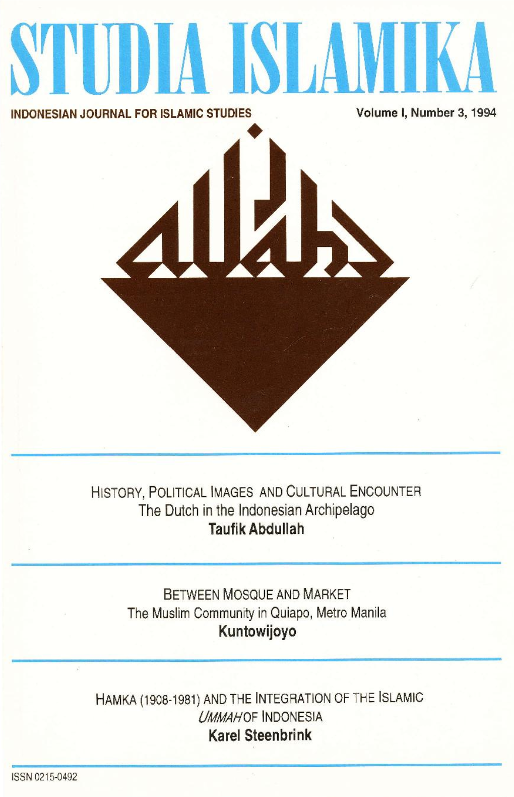 STUDMISLMIM INDONESIAN JOURNAL for ISLAMIC STUDIES Volume L, Number 3, 1994