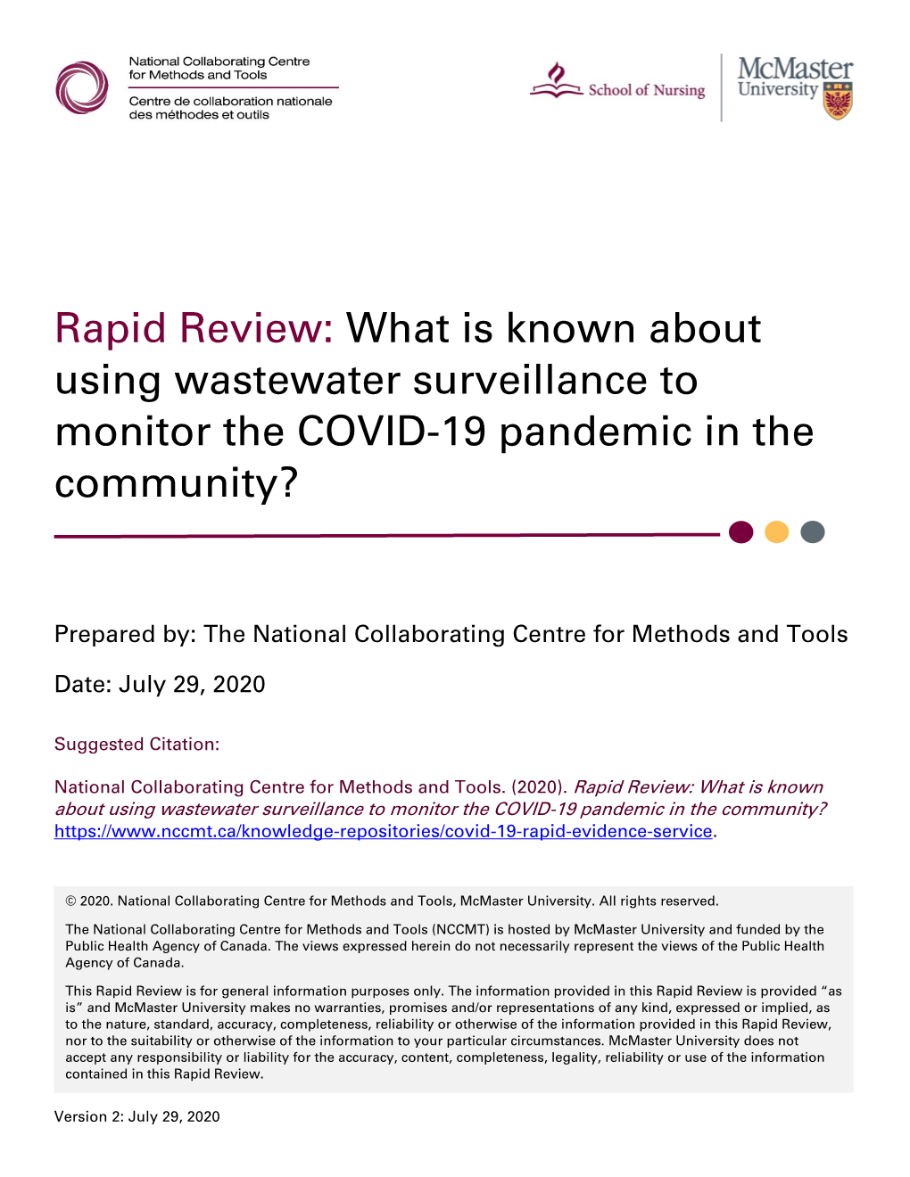 Rapid Review: What Is Known About Using Wastewater Surveillance to Monitor the COVID-19 Pandemic in the Community?