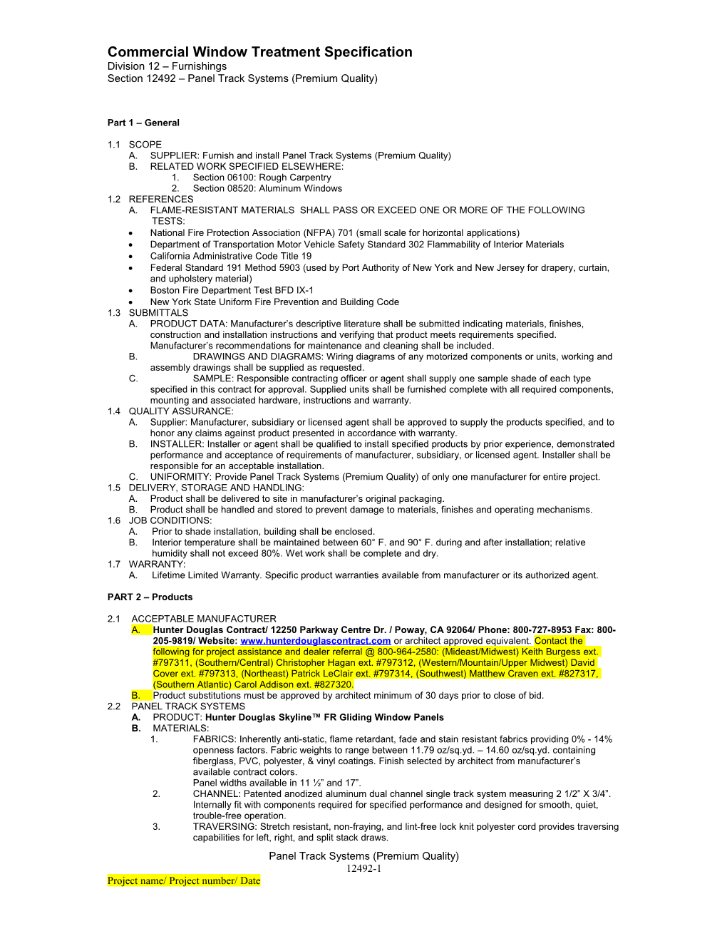 Commercial Window Treatment Specification