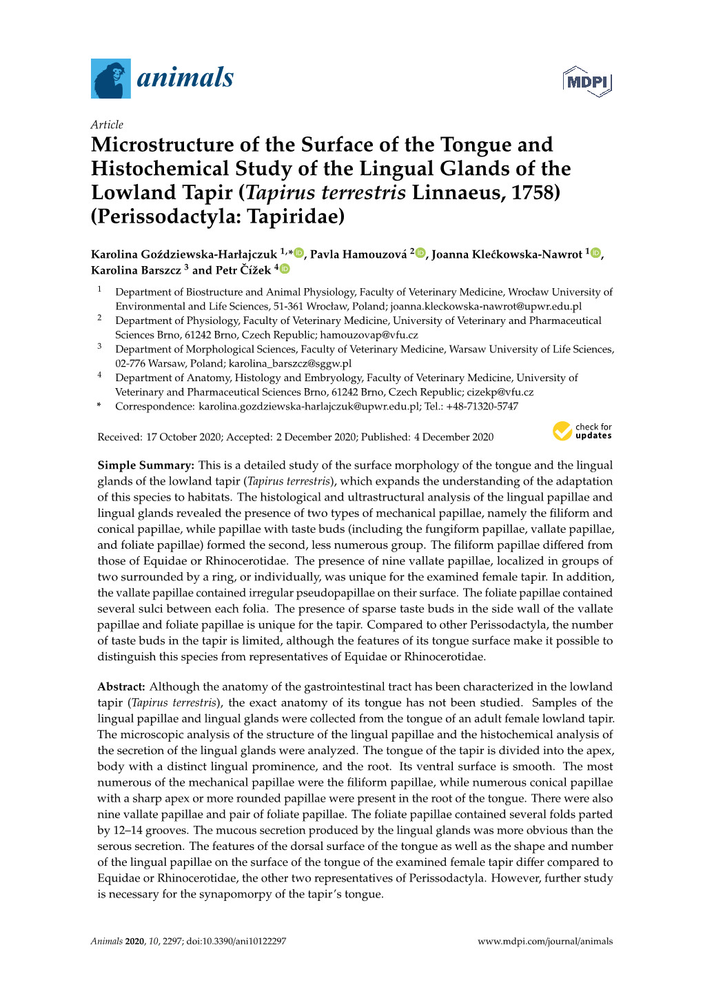 Microstructure of the Surface of the Tongue and Histochemical Study Of