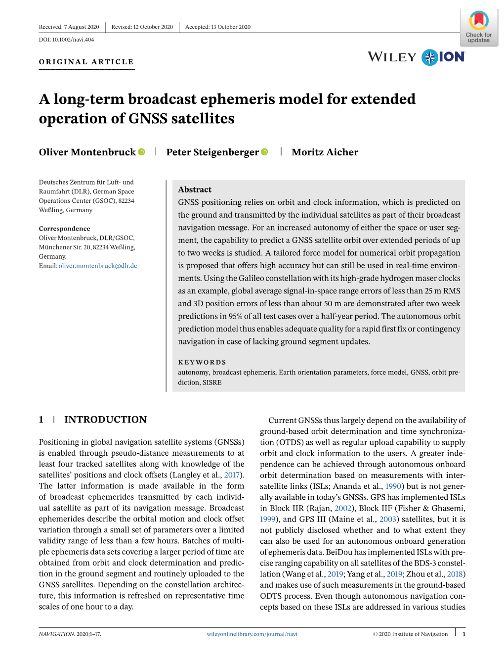 A Long‐Term Broadcast Ephemeris Model for Extended Operation Of