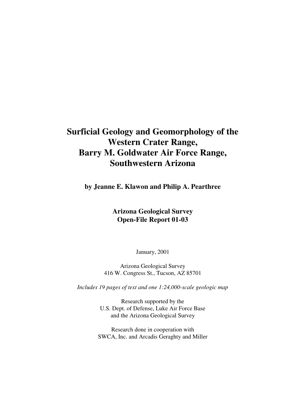 Surficial Geology and Geomorphology of the Western Crater Range, Barry M