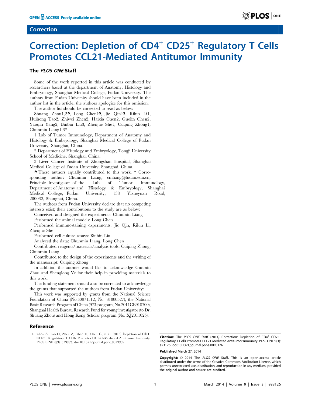 Correction: Depletion of CD4 CD25 Regulatory T