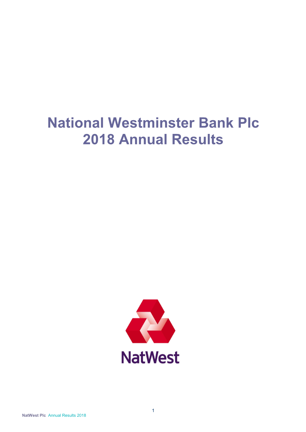 National Westminster Bank Plc 2018 Annual Results