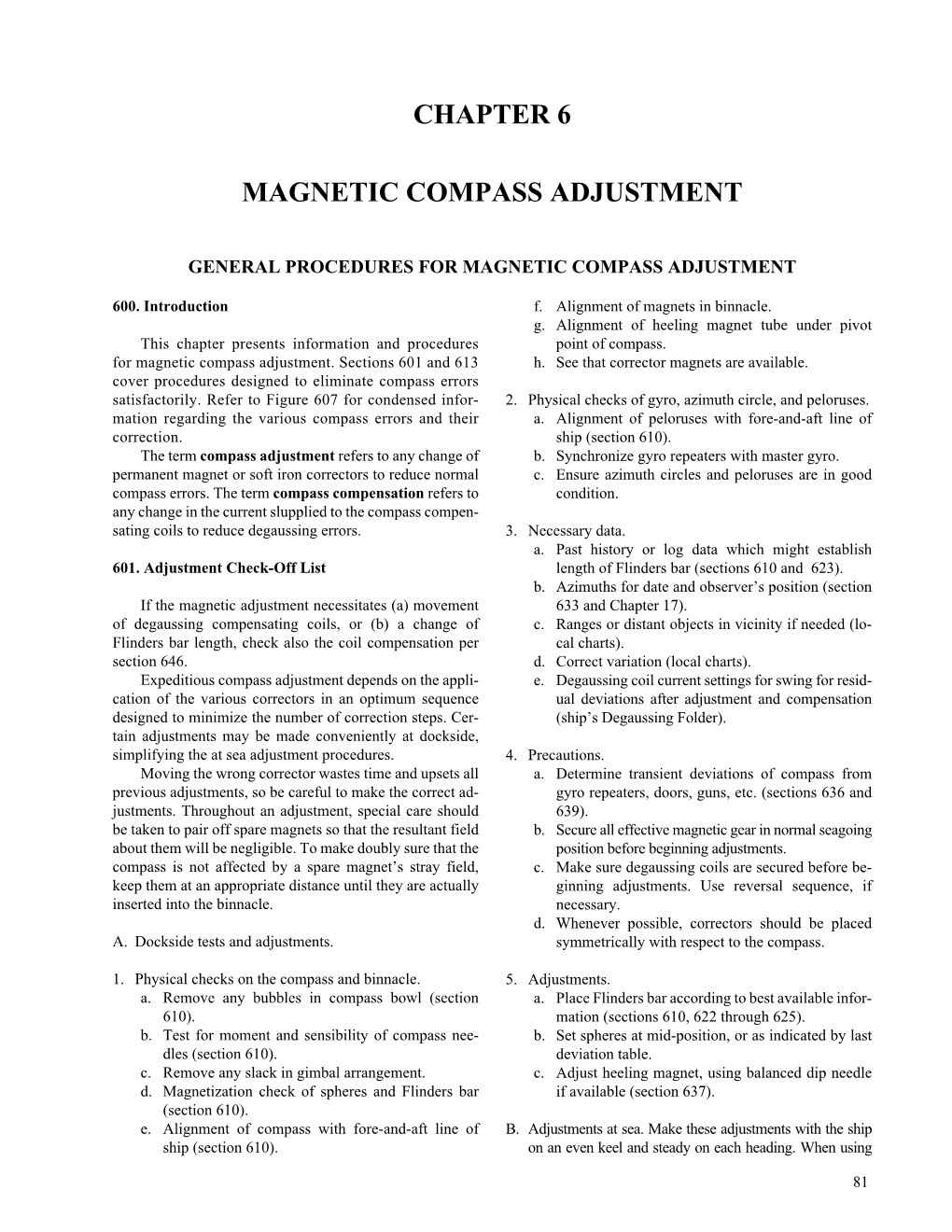 Chapter 6 Magnetic Compass Adjustment