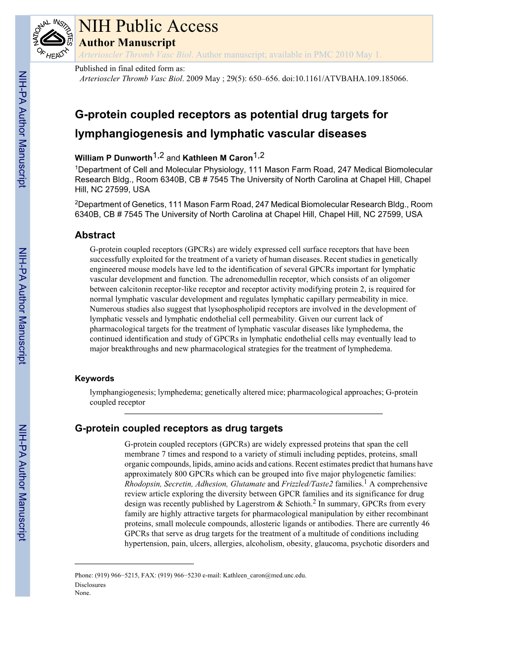 NIH Public Access Author Manuscript Arterioscler Thromb Vasc Biol