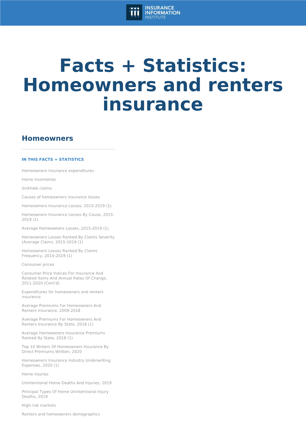 Facts + Statistics: Facts + Statistics: Homeowners and Renters