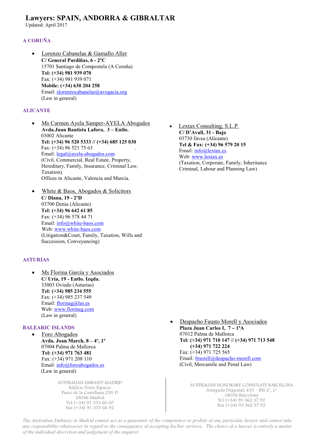 Lawyers: SPAIN, ANDORRA & GIBRALTAR