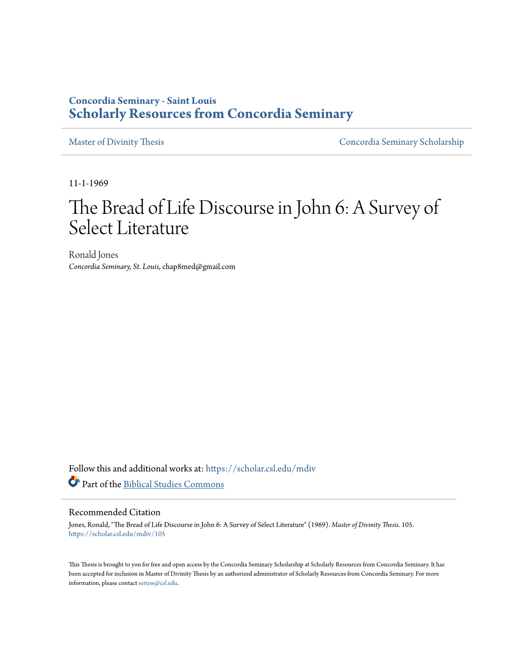 The Bread of Life Discourse in John 6