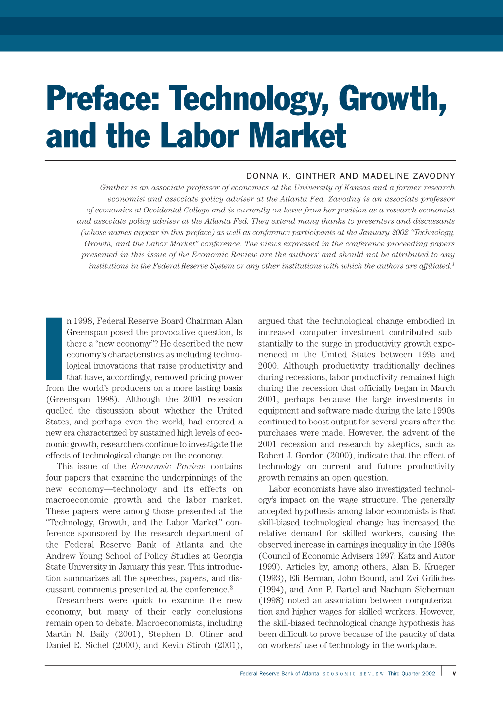 Technology, Growth, and the Labor Market