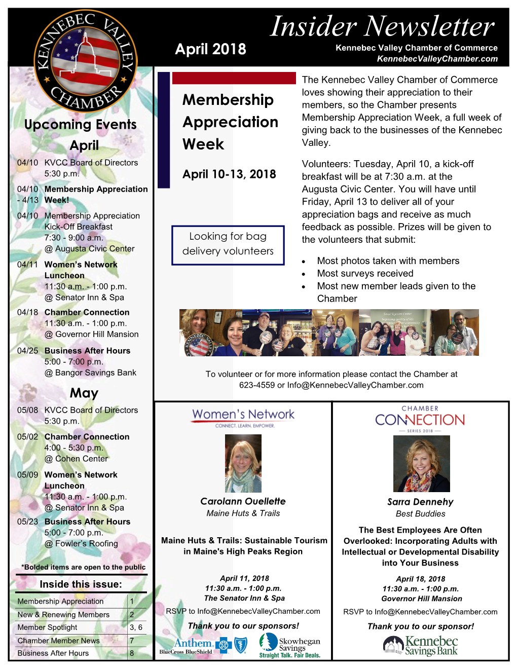 Insider Newsletter April 2018 Kennebec Valley Chamber of Commerce Kennebecvalleychamber.Com