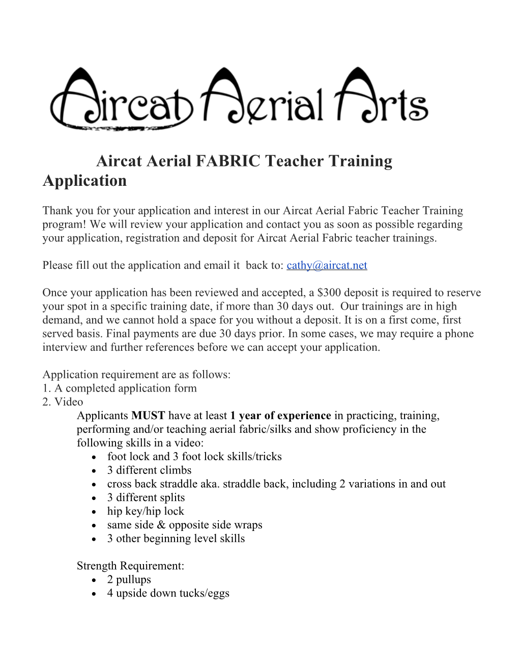 Aircat Aerial FABRIC Teacher Training Application