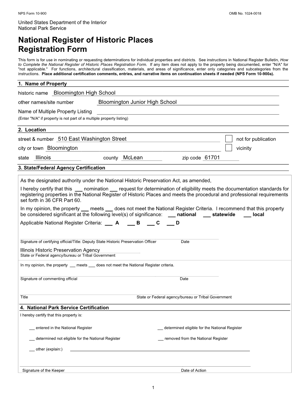 National Register of Historic Places Registration Form