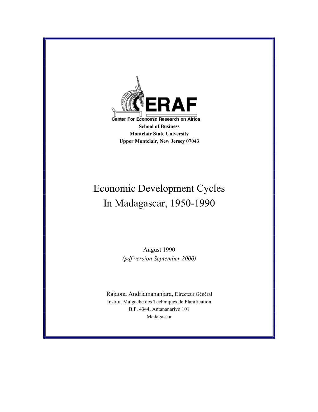 Economic Development Cycles in Madagascar, 1950-1990