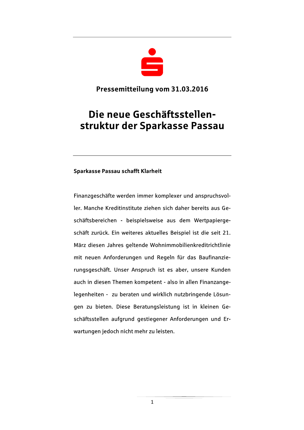 Die Neue Geschäftsstellen- Struktur Der Sparkasse Passau