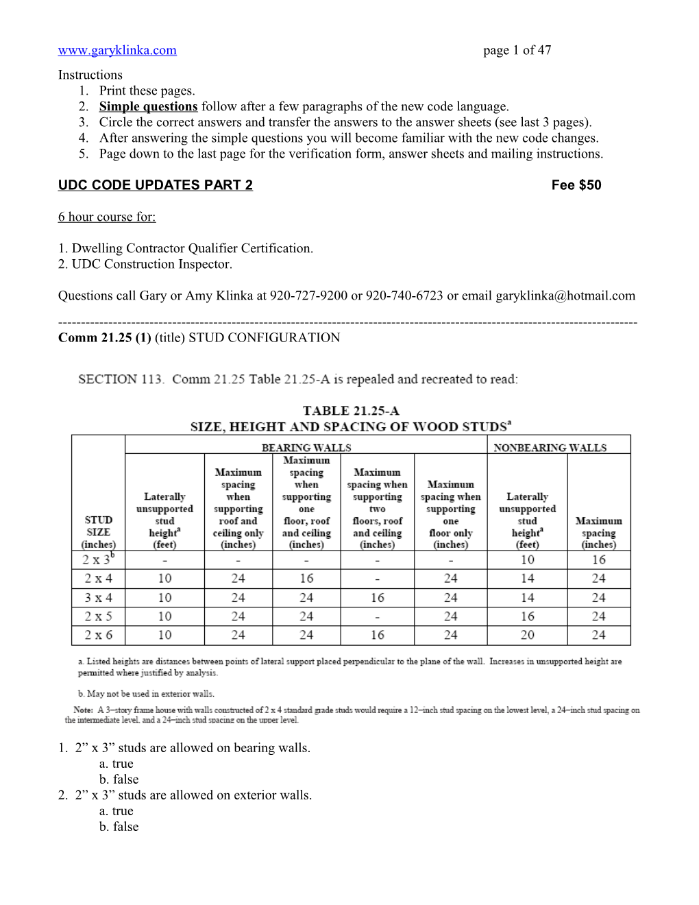 UDC CODE UPDATES PART 2 Fee $50