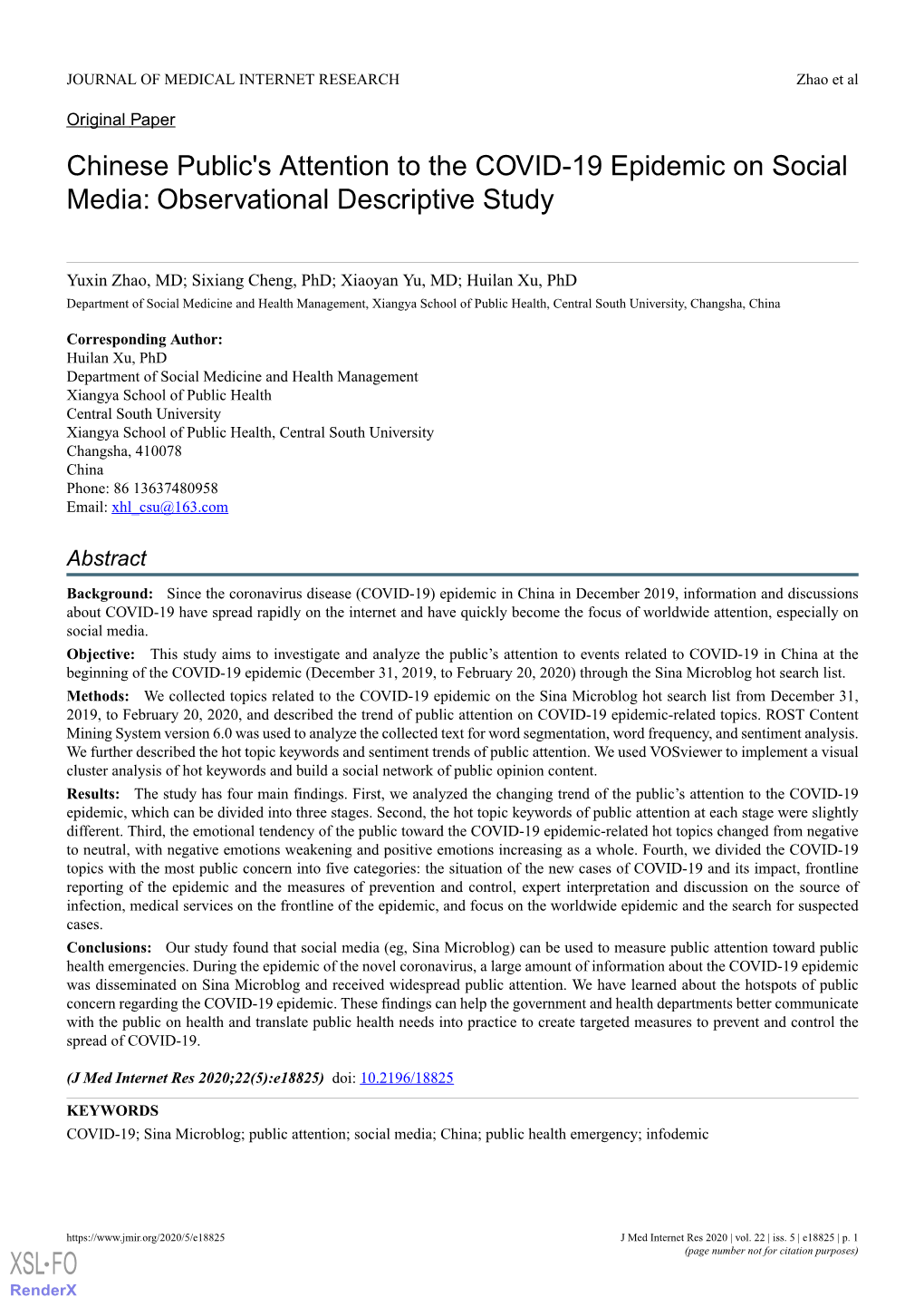 Chinese Public's Attention to the COVID-19 Epidemic on Social