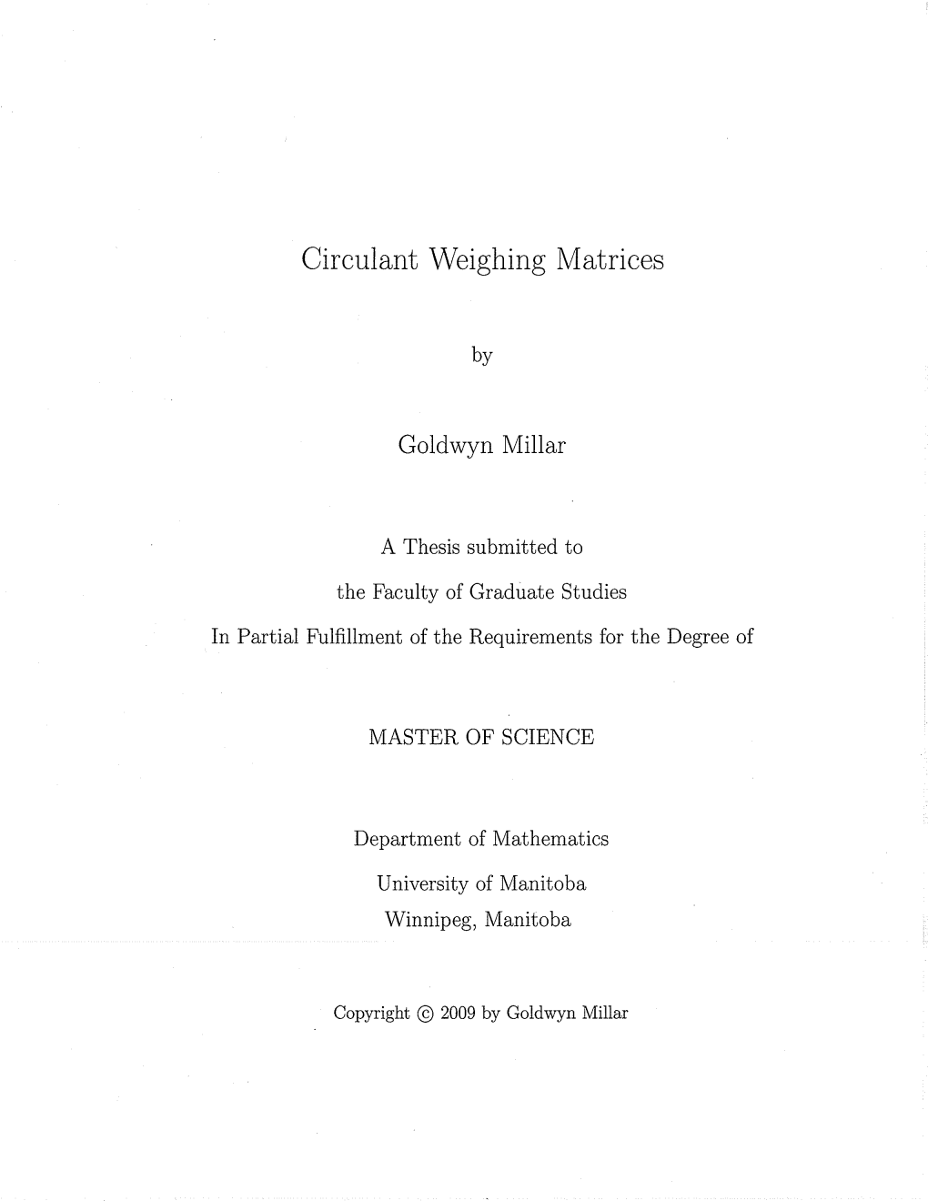 Circulant Weighing Matrices