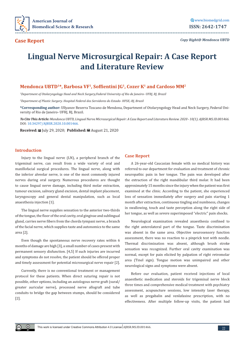 Lingual Nerve Microsurgical Repair: a Case Report and Literature Review