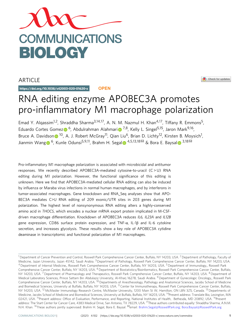 RNA Editing Enzyme APOBEC3A Promotes Pro-Inflammatory M1