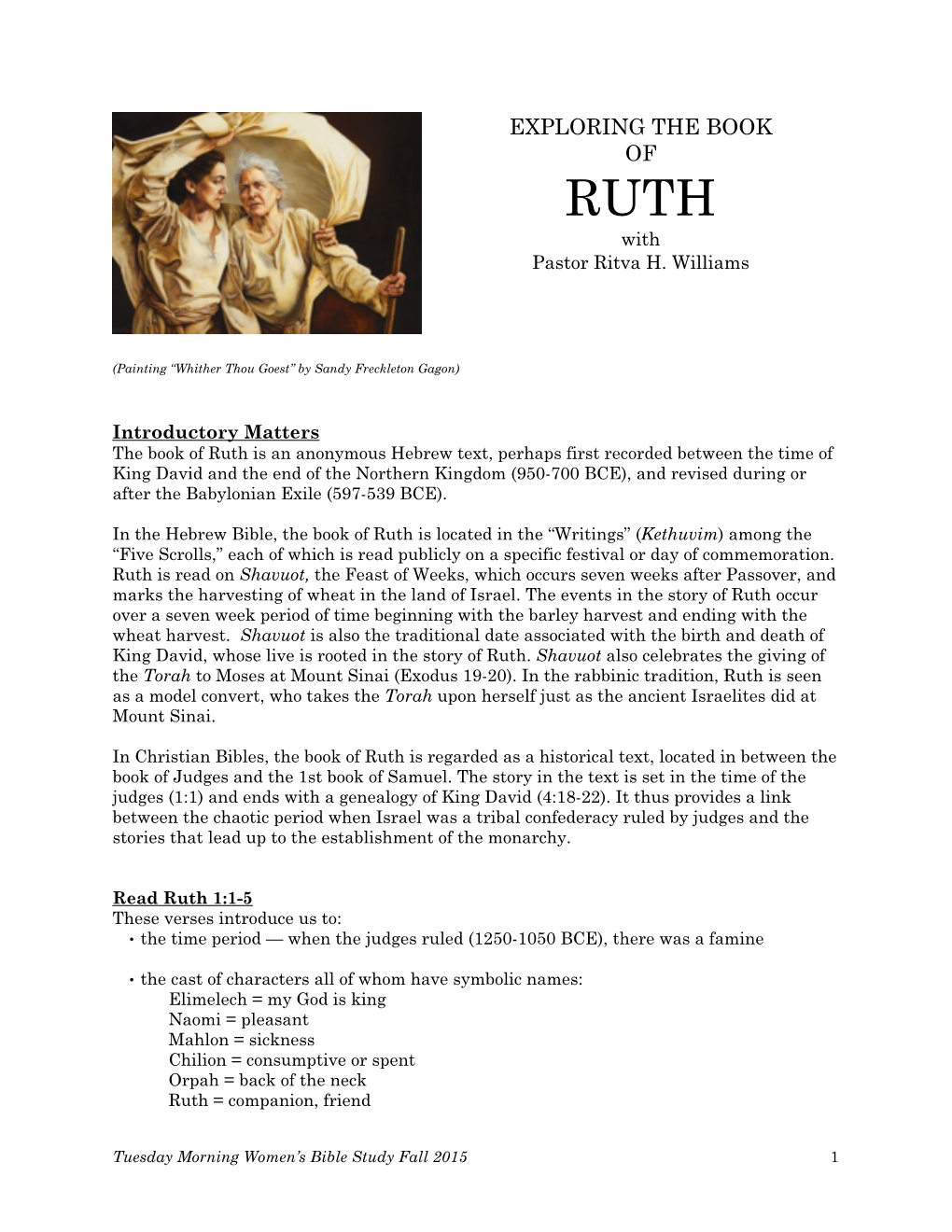 EXPLORING the BOOK of RUTH with Pastor Ritva! H