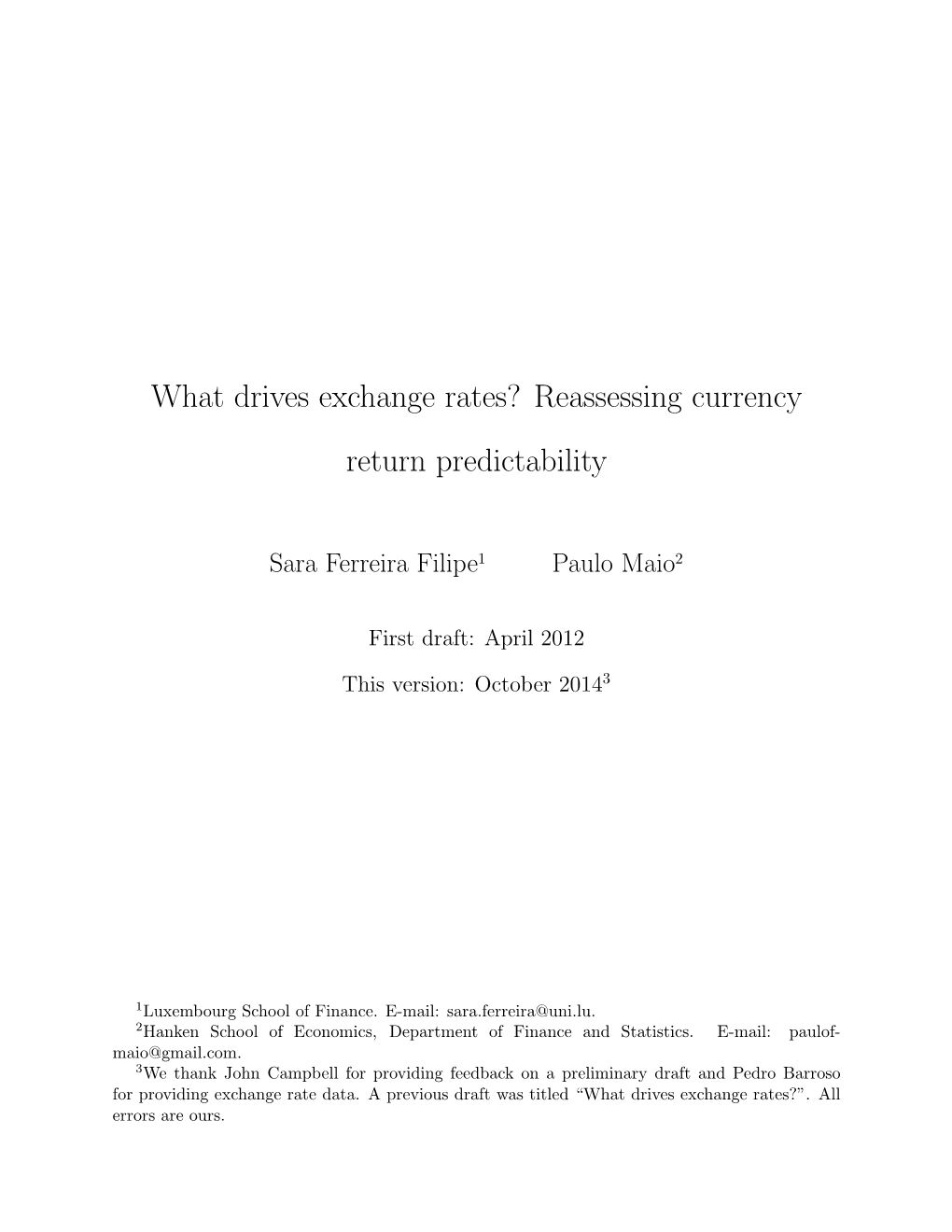 What Drives Exchange Rates? Reassessing Currency Return Predictability