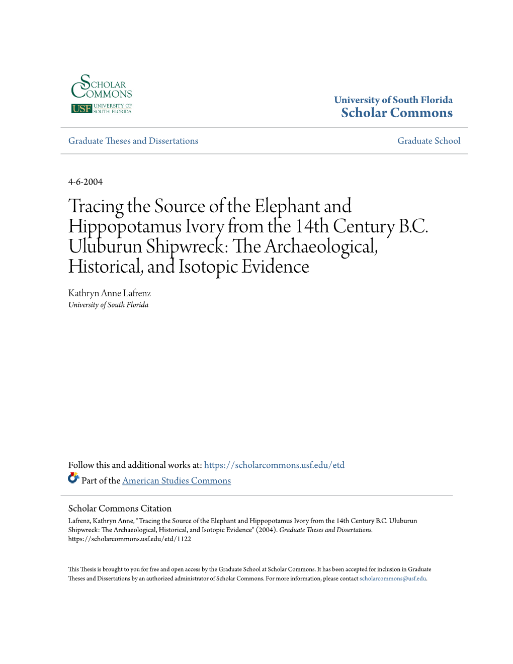 Tracing the Source of the Elephant and Hippopotamus Ivory from the 14Th Century B.C