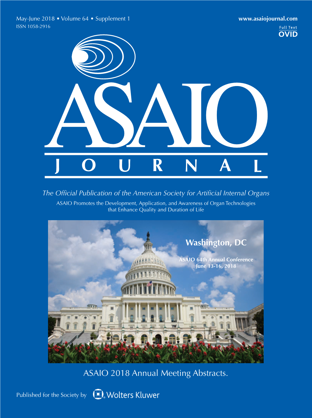 ASAIO 2018 Annual Meeting Abstracts. Washington, DC