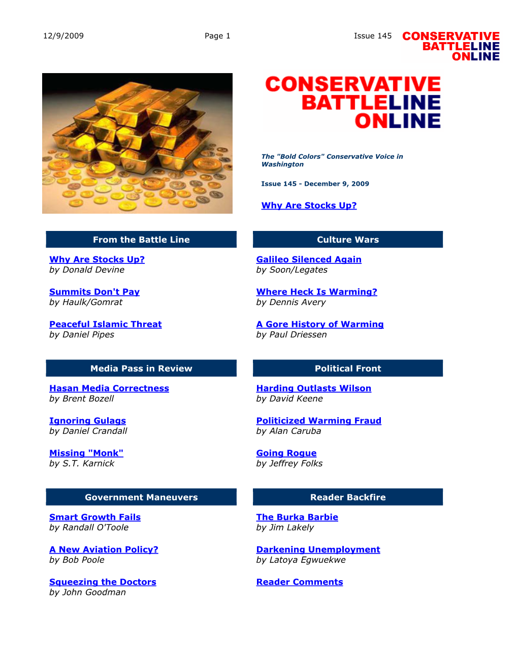 Conservative Battleline 2009 Jan-Dec