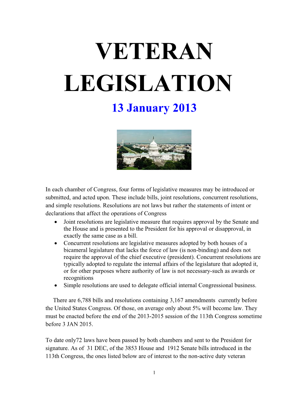 Veteran Legislation